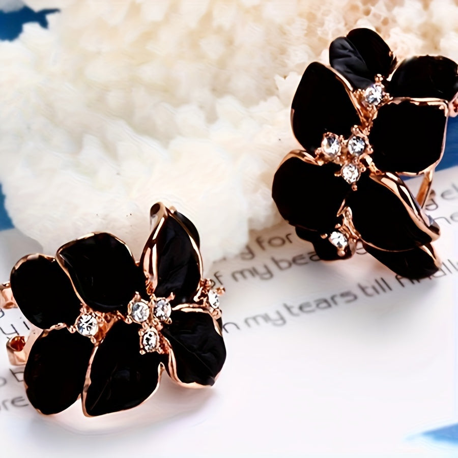 Piece Jewelry Set – Earrings, Necklace & Ring with Shiny Flower Design, Perfect for Daily Wear & Party Outfits