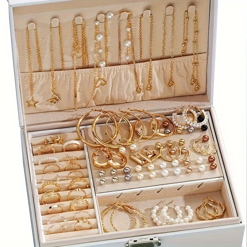 86pcs Stylish Jewelry Set – Butterfly Necklace, Heart Ring, Pearl Earrings & Studs, Perfect for Daily Wear, Parties & Holiday Gifts (without Box)