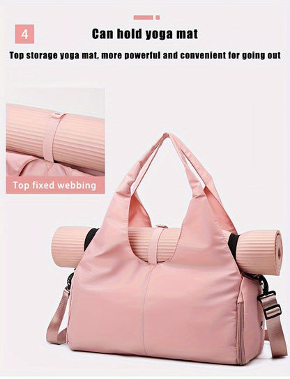 1pc Women's Large Capacity Yoga Shoulder Bag – Independent Shoe Compartment, Oxford Cloth, Perfect for Yoga, Sports, Travel, Swimming & Fitness – Ideal Gift for Women