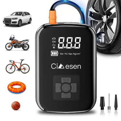 Cordless Tire Inflator – Portable, Digital Display, Multi-Nozzle – Perfect for Cars, Bikes & Motorcycles