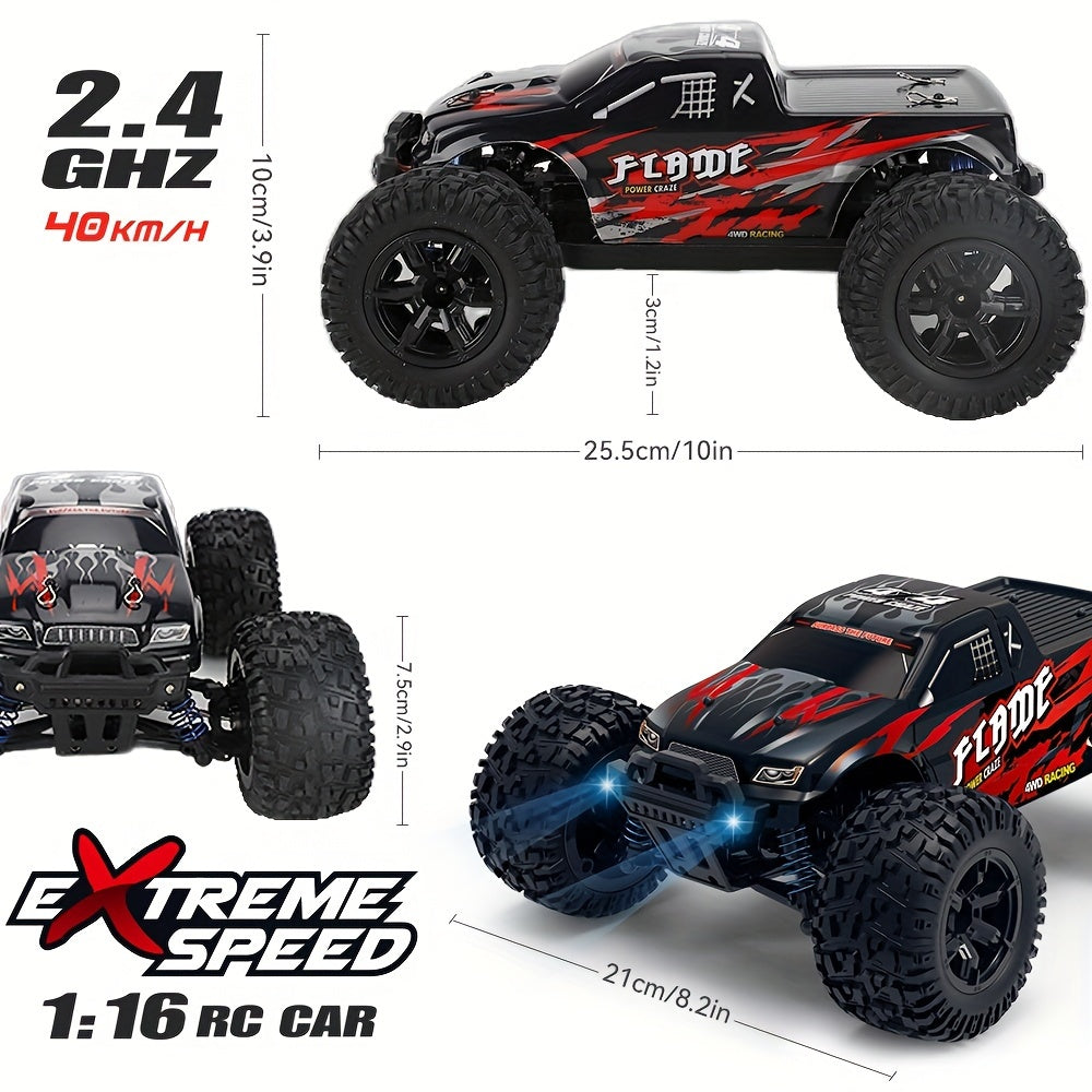 Fast RC Cars – 1:16 Scale, 40KM/H, 4X4 Monster Truck, Remote Control, Rechargeable – Ideal Xmas Gift