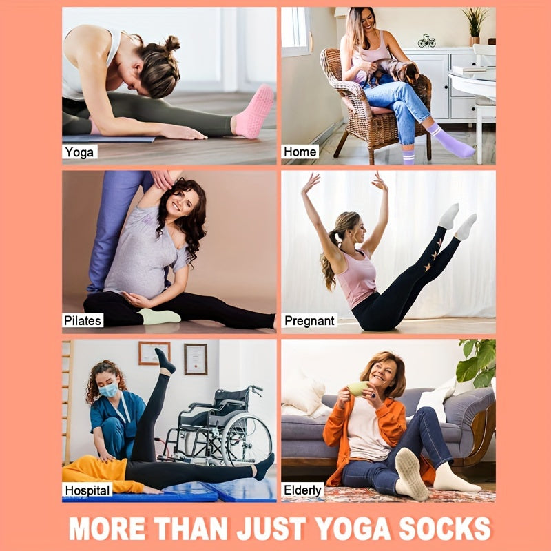 6 Pairs Non-Slip Grip Socks for Women – Perfect for Pilates, Yoga, Barre, Ballet & Barefoot Workouts