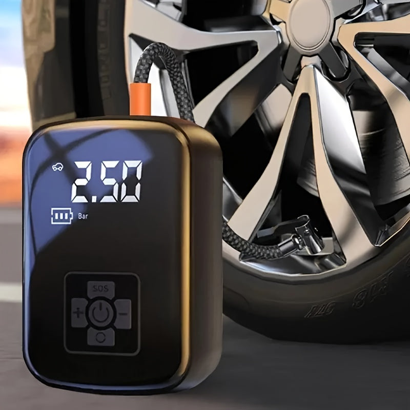 Cordless Tire Inflator – Portable, Digital Display, Multi-Nozzle – Perfect for Cars, Bikes & Motorcycles