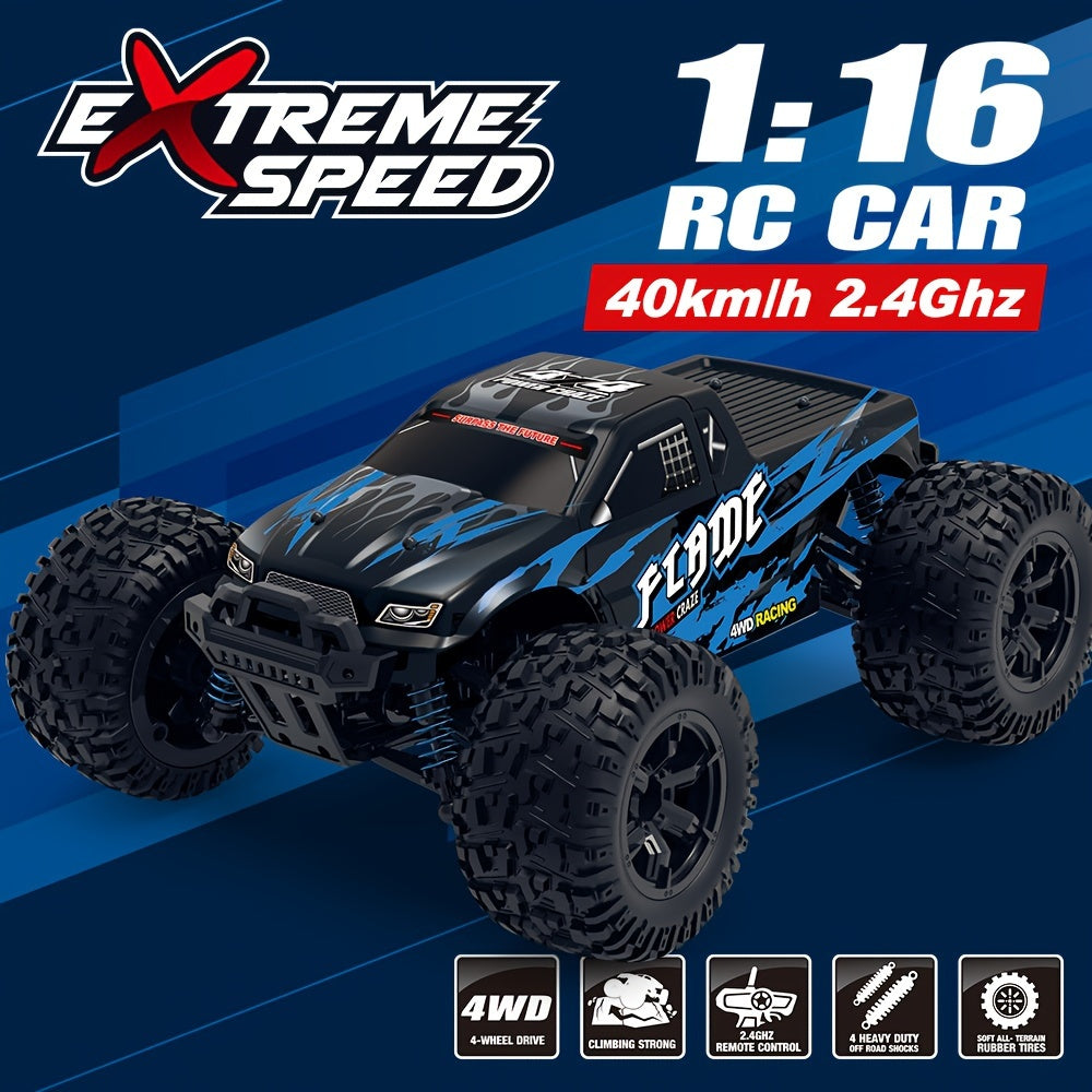 Fast RC Cars – 1:16 Scale, 40KM/H, 4X4 Monster Truck, Remote Control, Rechargeable – Ideal Xmas Gift