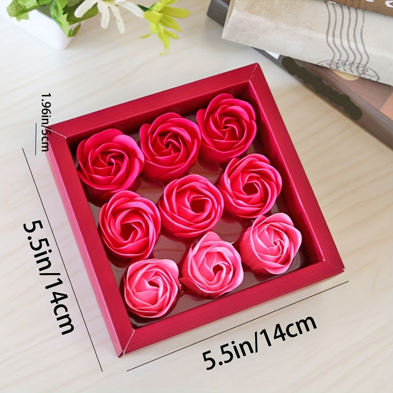 Rose Soap Gift Box – 9pcs Set, Perfect for Valentine's Day, Weddings, Christmas & More