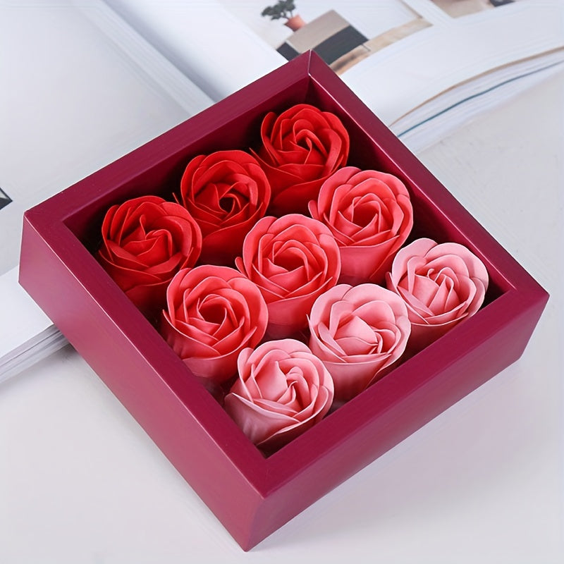 Rose Soap Gift Box – 9pcs Set, Perfect for Valentine's Day, Weddings, Christmas & More