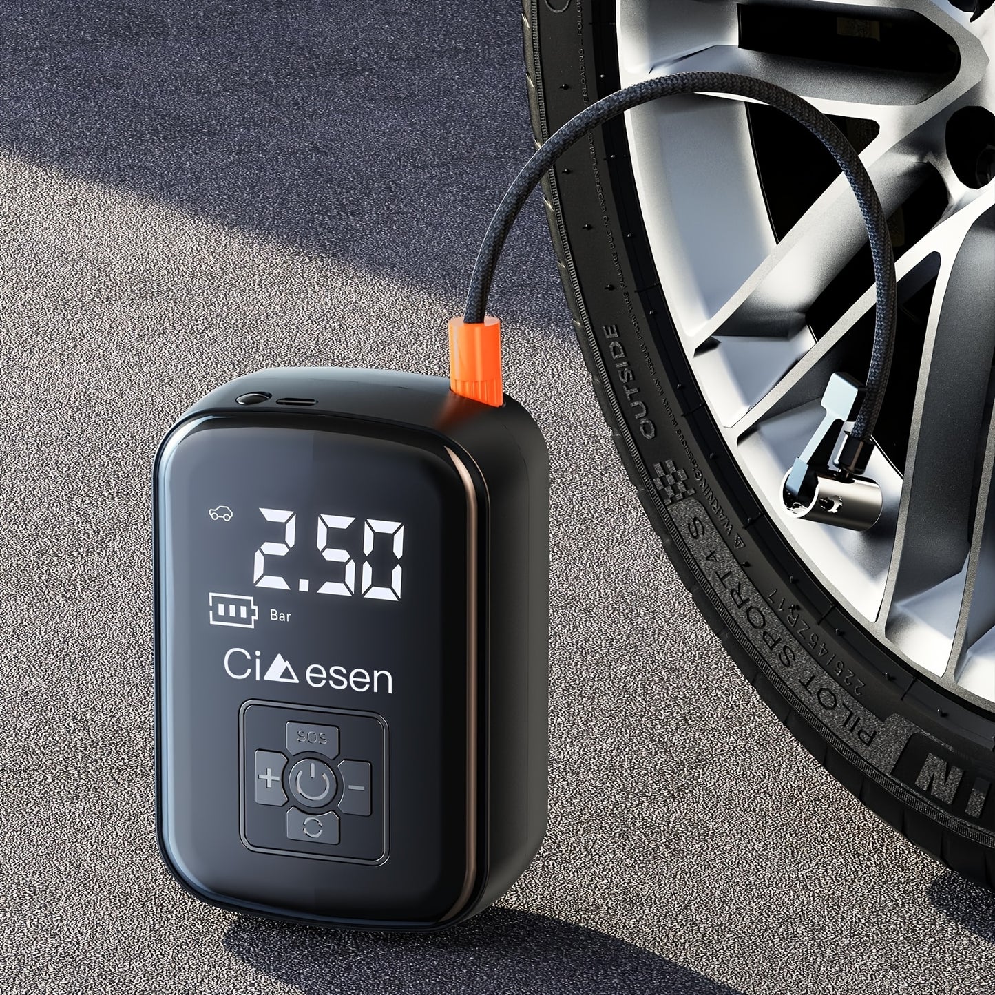 Cordless Tire Inflator – Portable, Digital Display, Multi-Nozzle – Perfect for Cars, Bikes & Motorcycles