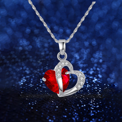 Elegant Red Love Pendant Necklace in Rose Gift Box – Perfect for Valentine's Day