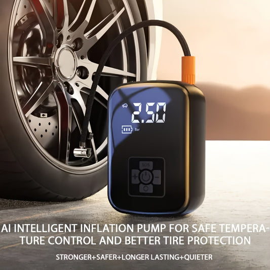 Cordless Tire Inflator – Portable, Digital Display, Multi-Nozzle – Perfect for Cars, Bikes & Motorcycles