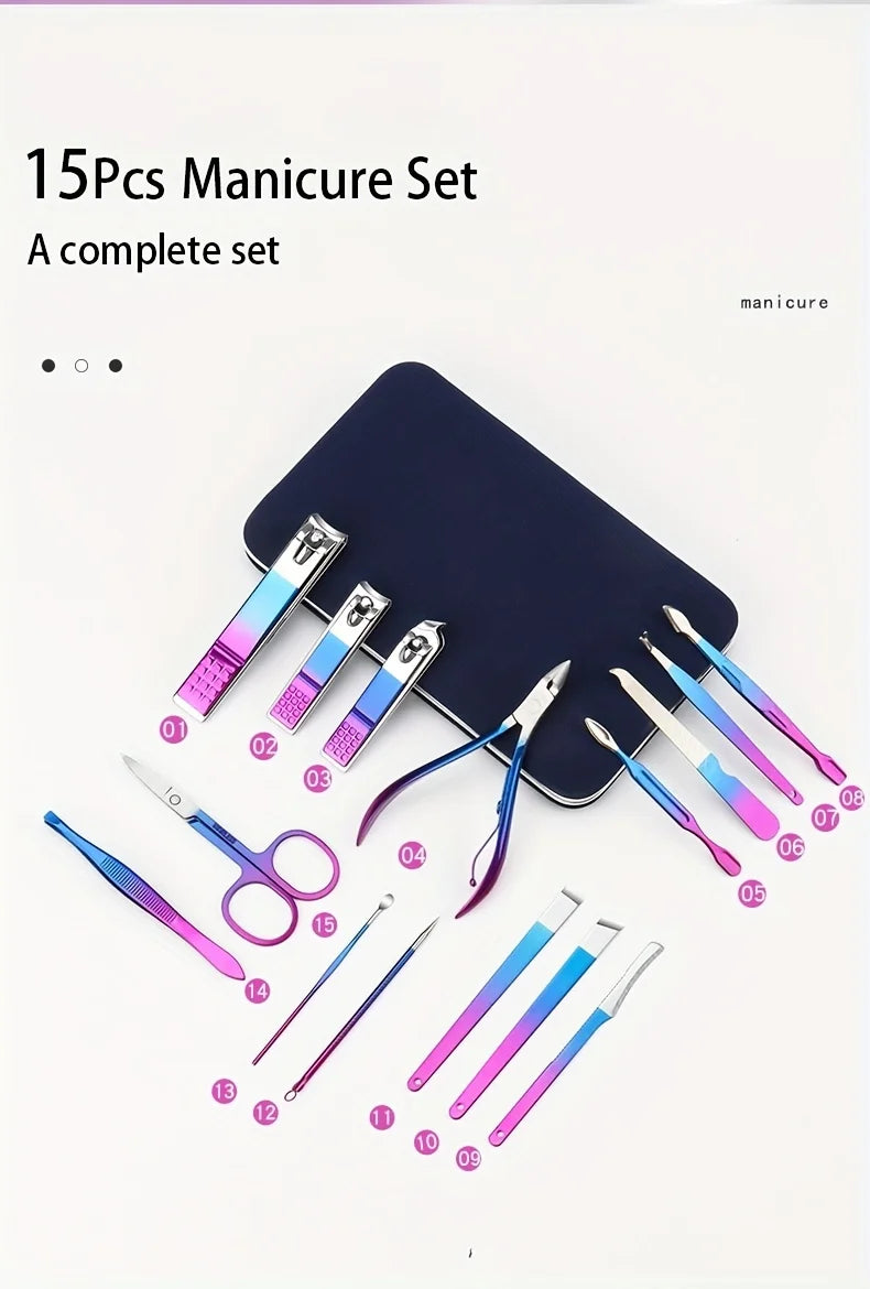 7-15pcs Professional Manicure & Pedicure Set