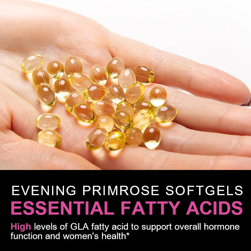 Evening Primrose Oil Supplement Capsules - Promotes Healthy Skin & Cardiovascular Health - Nutritional Support for Women