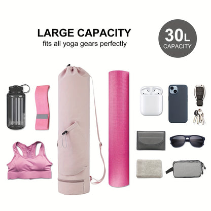 Large Yoga Mat Bag – 30-40L Capacity, Insulated Water Bottle Pocket, Waterproof Wet Pocket, Adjustable Shoulder Strap – Ideal for Fitness Enthusiasts