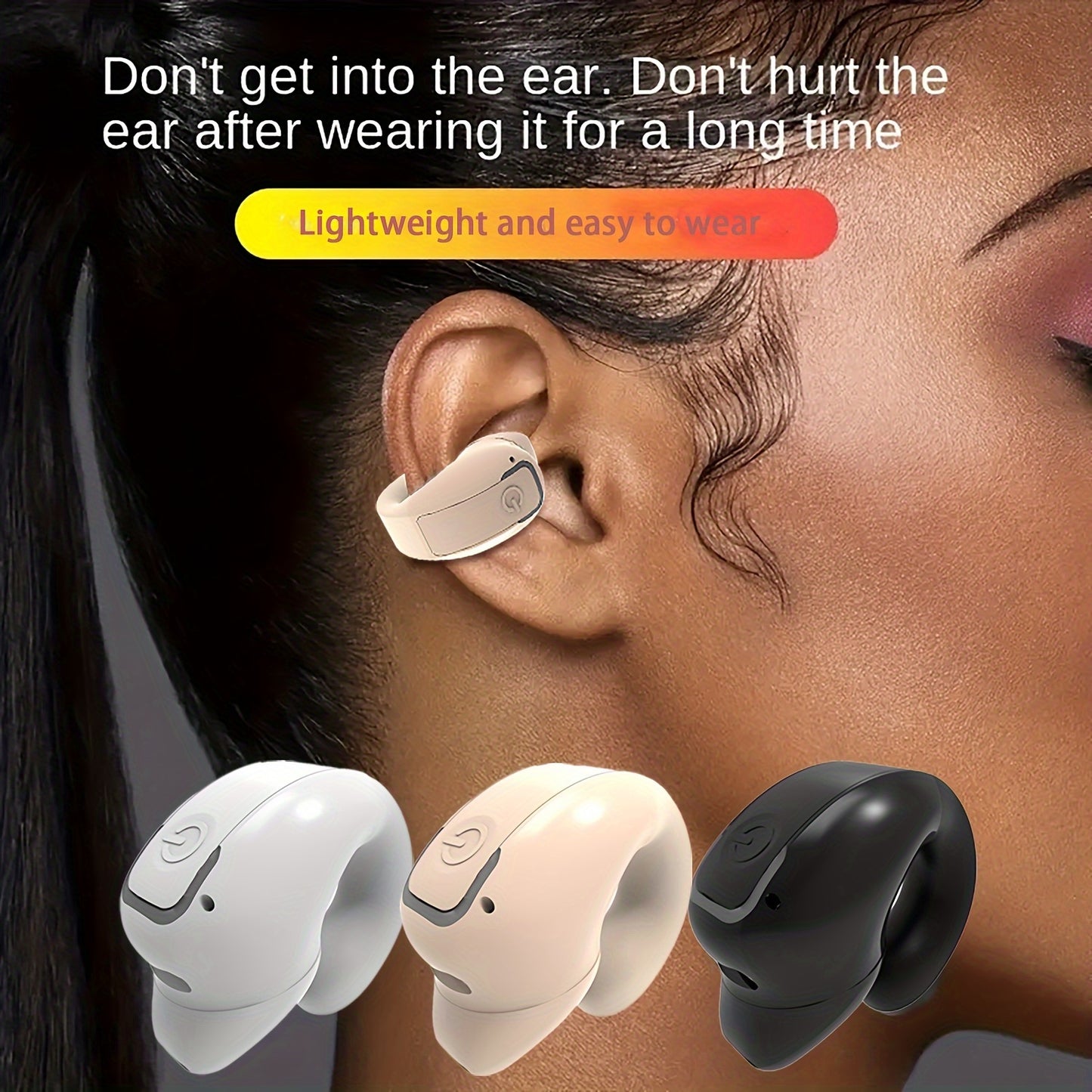 Wireless Earhook Headphones – Noise Cancellation, USB-C Charging, Lightweight – Ideal for Sports & Smartphones