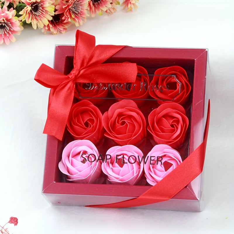 Rose Soap Gift Box – 9pcs Set, Perfect for Valentine's Day, Weddings, Christmas & More