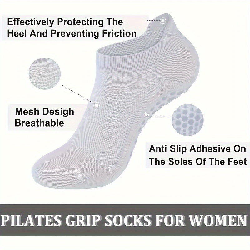 6 Pairs Non-Slip Grip Socks for Women – Perfect for Pilates, Yoga, Barre, Ballet & Barefoot Workouts