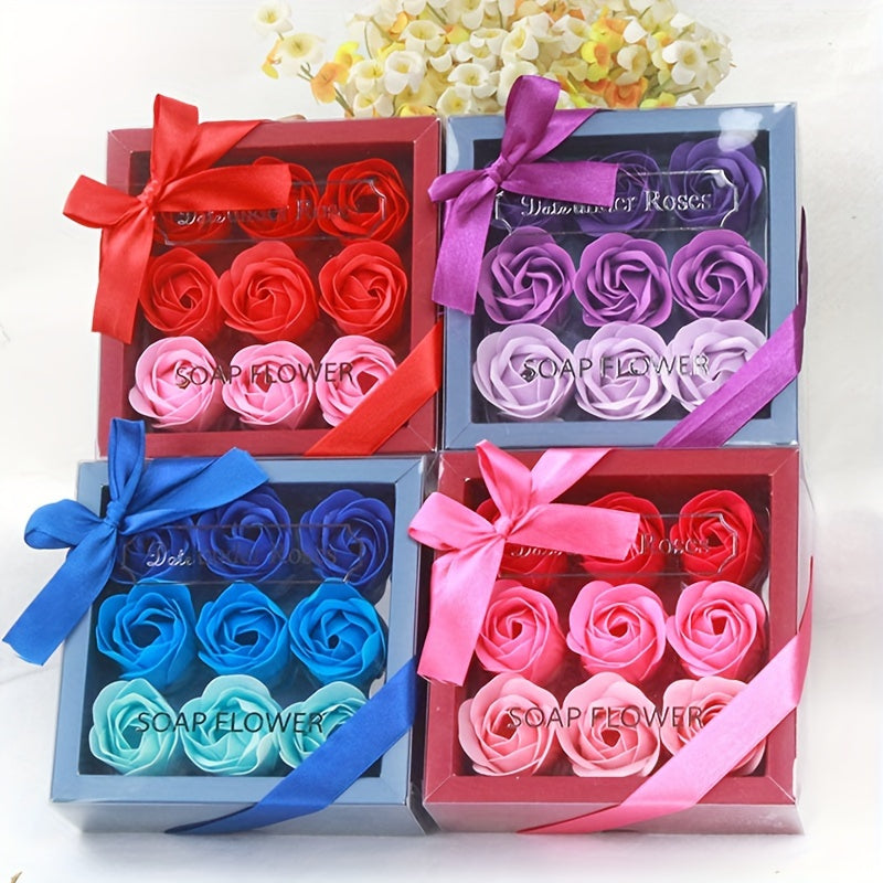 Rose Soap Gift Box – 9pcs Set, Perfect for Valentine's Day, Weddings, Christmas & More