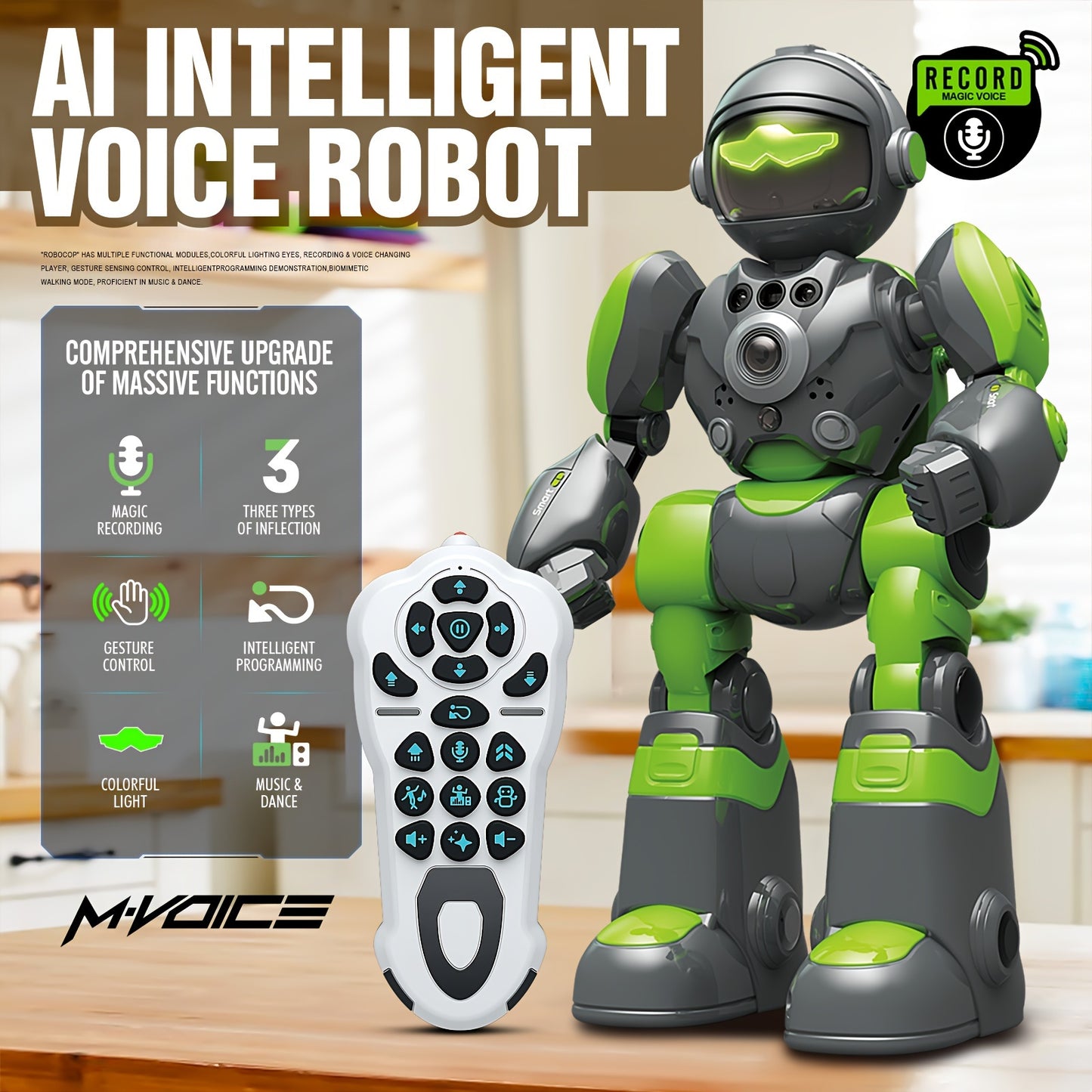 AI RC Robot with Voice Remote Control Intelligent Robot for Kids 3-8 gift