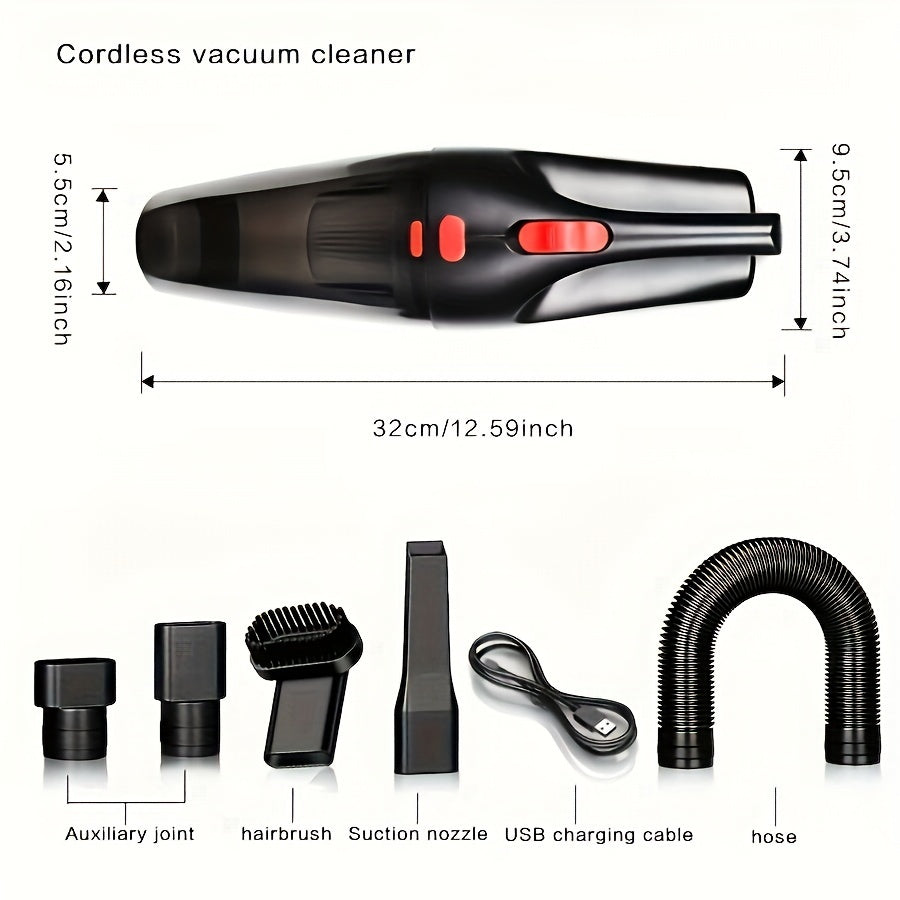 CascadeVac Handheld Car Vacuum – 4KPa Suction, 2000mAh Battery, 50dB Quiet, USB Charging – Portable & Efficient Cleaning