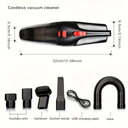 CascadeVac Handheld Car Vacuum – 4KPa Suction, 2000mAh Battery, 50dB Quiet, USB Charging – Portable & Efficient Cleaning